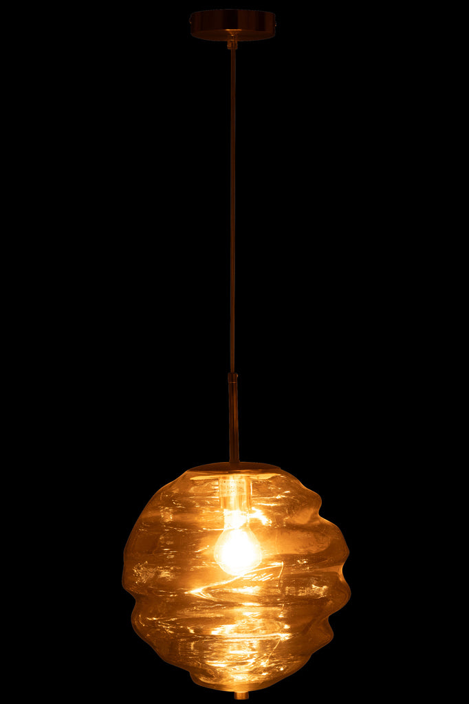 Hanglamp Honingraat Glas Licht Cognac