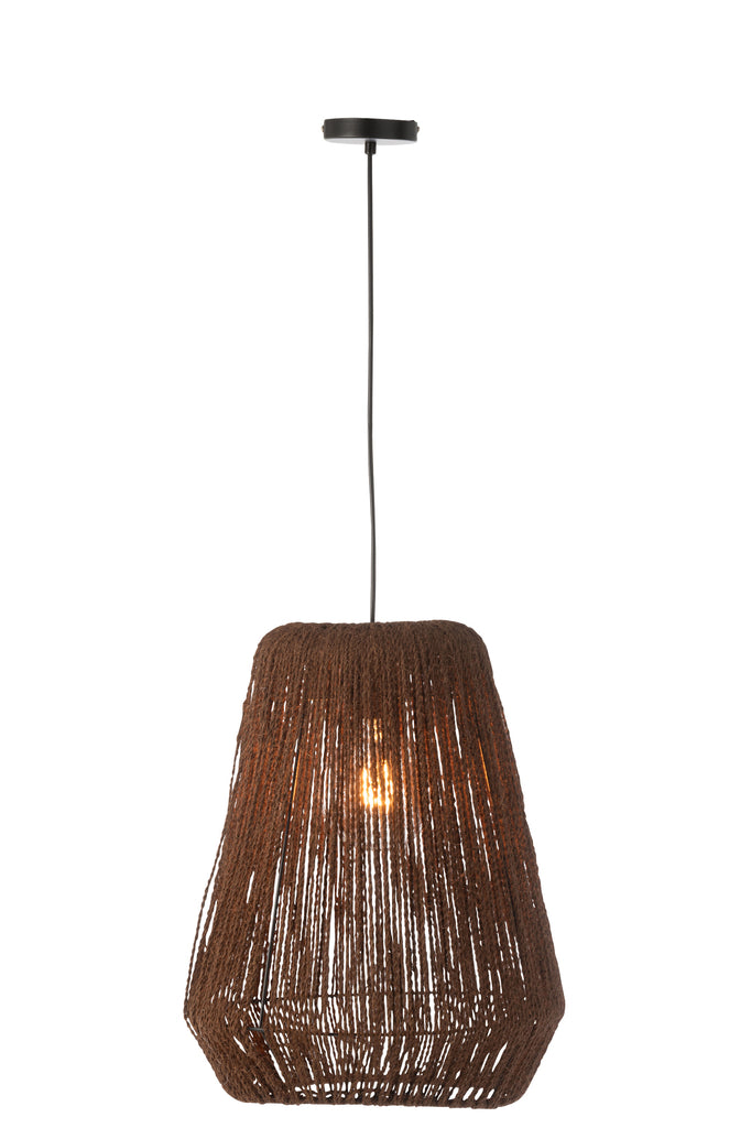 Hanglamp Weefsel Metaal/Palm Zwart Groot