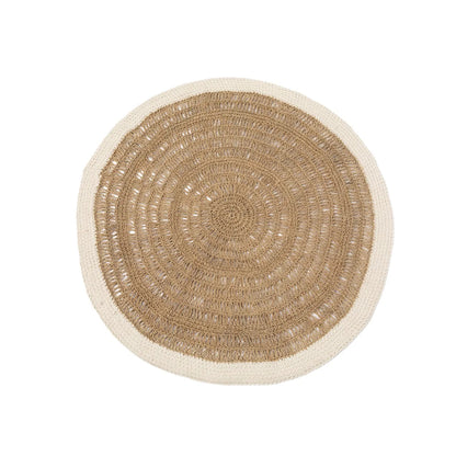 Het Seagrass &amp; Katoen Rond Tapijt - Naturel Wit - 100