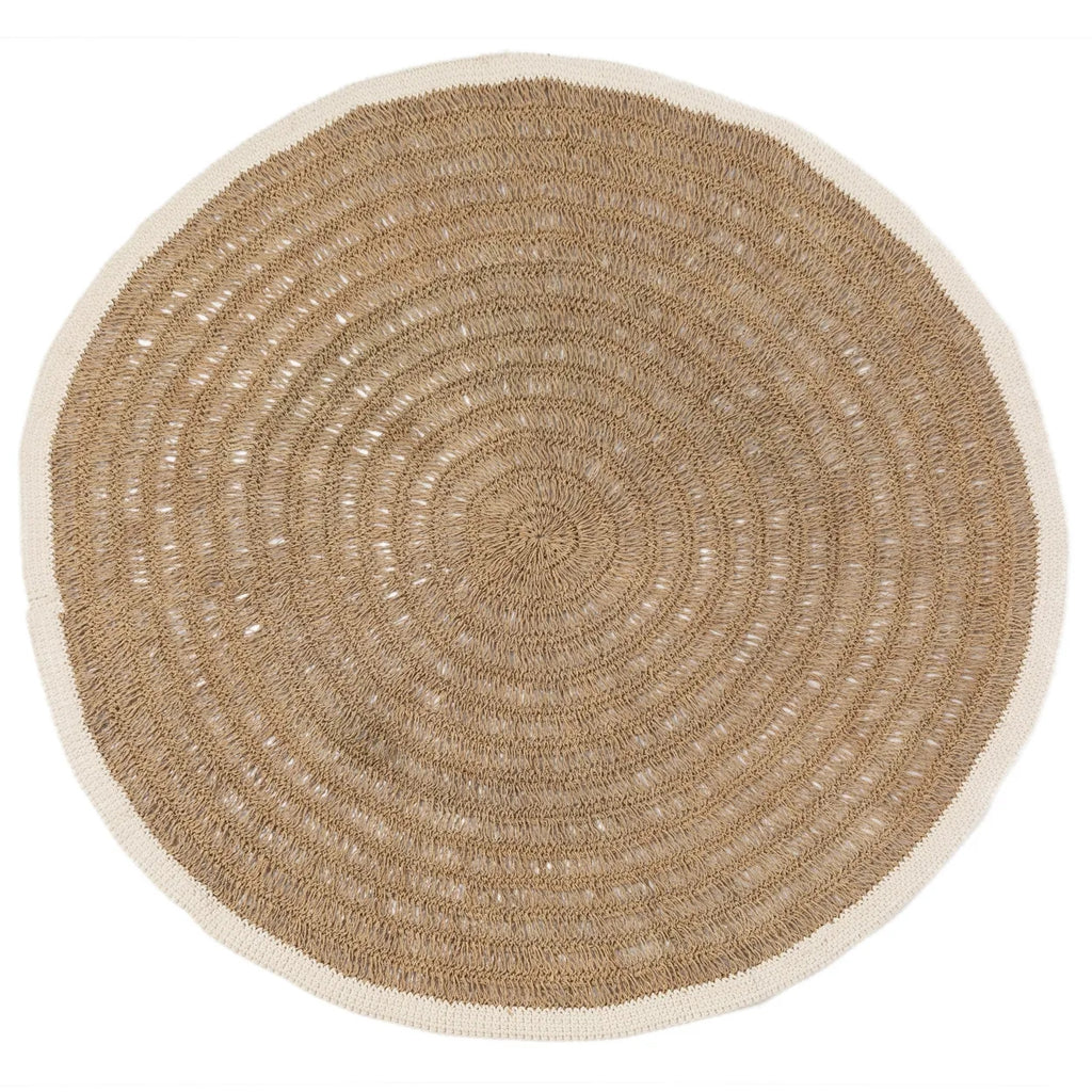 Het Seagrass &amp; Katoen Rond Tapijt - Naturel Wit - 150