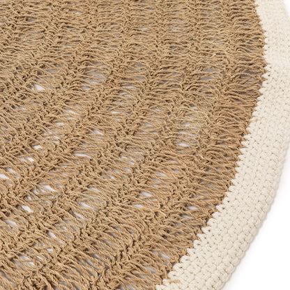 Het Seagrass &amp; Katoen Rond Tapijt - Naturel Wit - 150