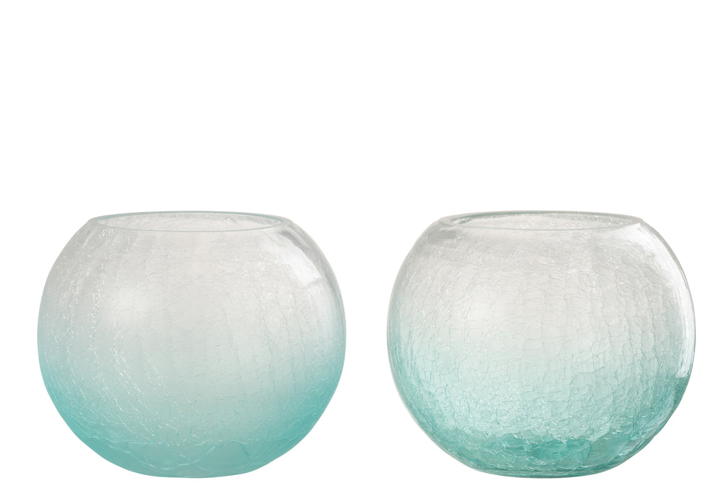 Stormglas Orb Craquelure Glas Blauw Groot, set van 2