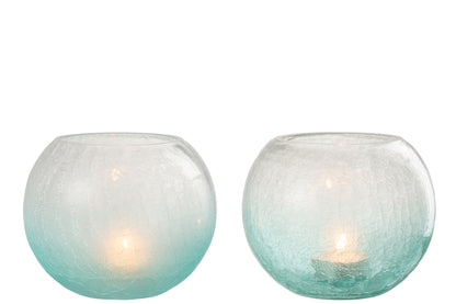 Stormglas Orb Craquelure Glas Blauw Groot, set van 2