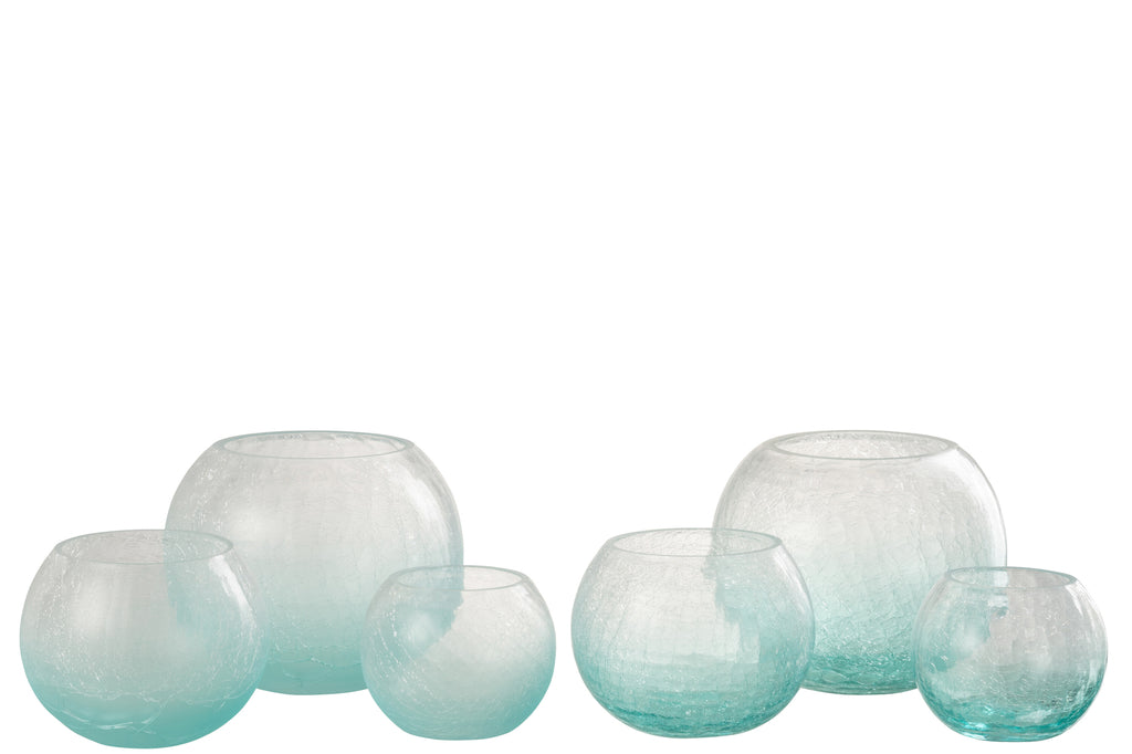 Stormglas Orb Craquelure Glas Blauw Groot, set van 2