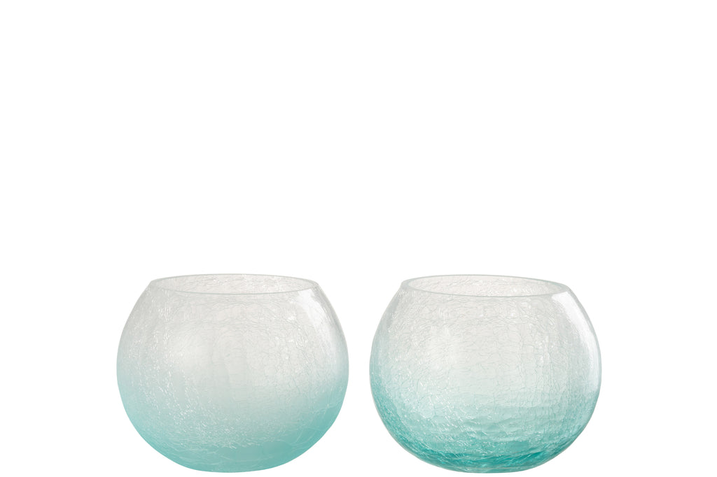 Stormglas Orb Craquelure Glas Blauw Medium, set van 2