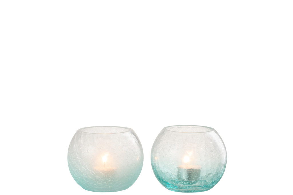 Stormglas Orb Craquelure Glas Blauw Klein, set van 2