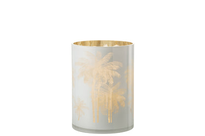 Orkaan Palm Bomen Glas Blauw/Goud Extra Groot