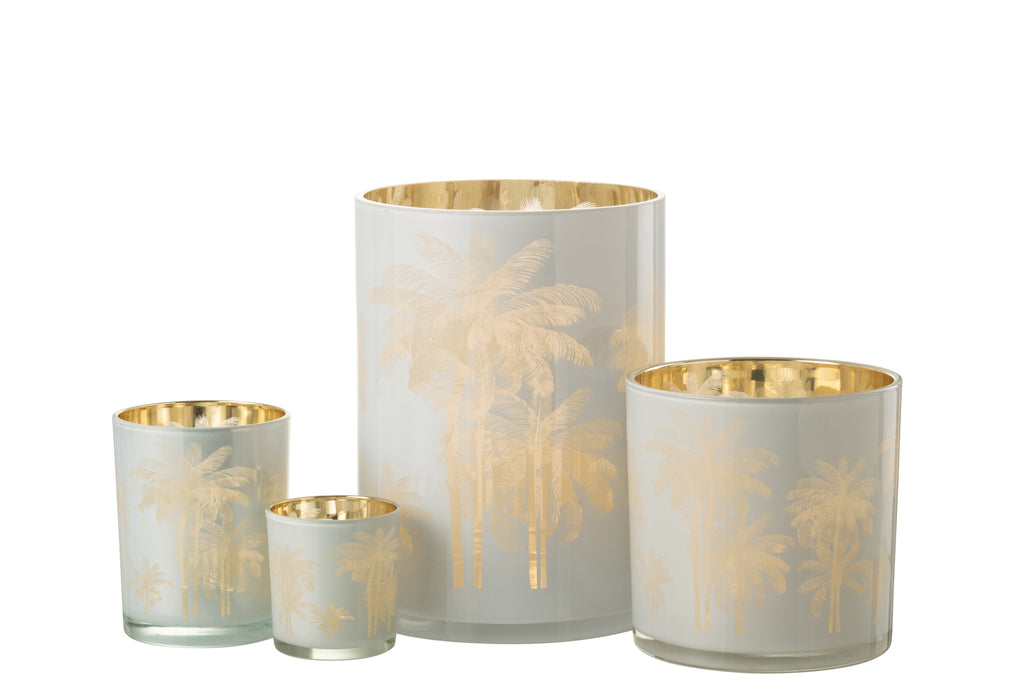 Orkaan Palm Bomen Glas Blauw/Goud Extra Groot