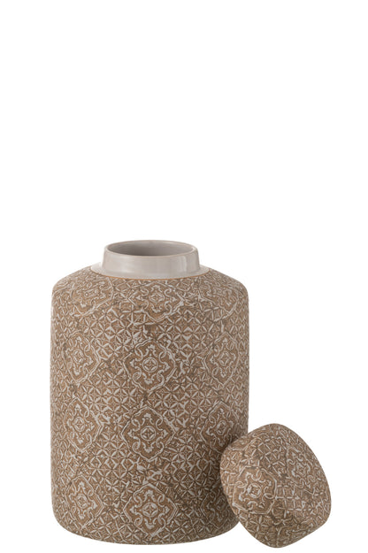 Pot Decoratieve Wabi Porselein Beige/Wit Groot