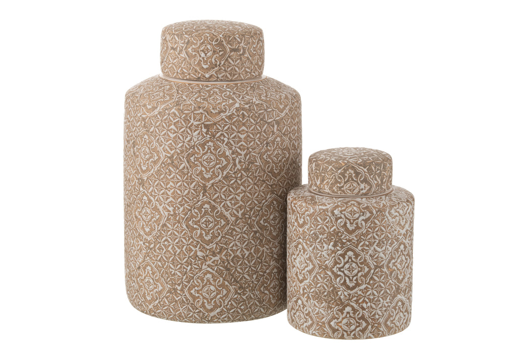 Pot Decoratieve Wabi Porselein Beige/Wit Groot