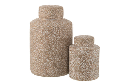 Pot Decoratieve Wabi Porselein Beige/Wit Groot