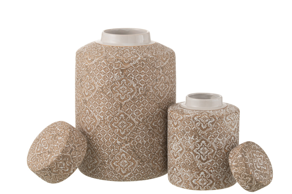 Pot Decoratieve Wabi Porselein Beige/Wit Groot