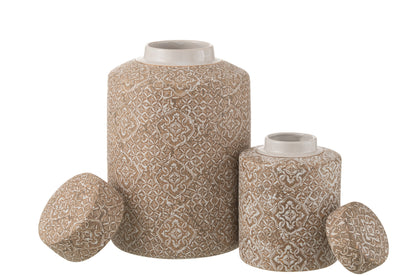 Pot Decoratieve Wabi Porselein Beige/Wit Groot