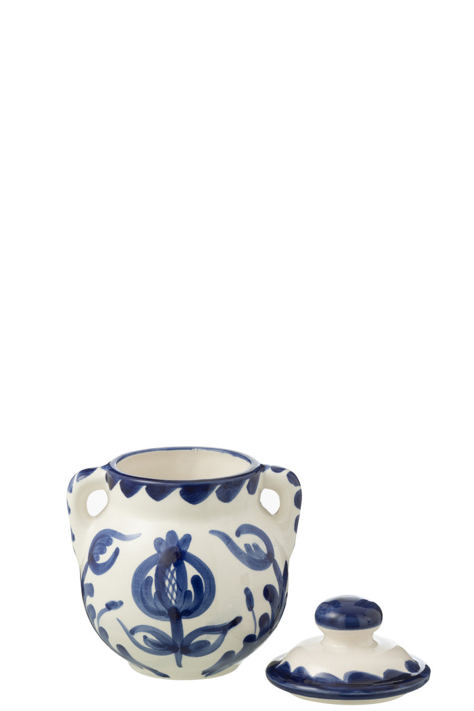 Pot Granada Keramiek Wit/Kobaltblauw