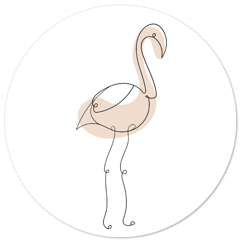 Label2X Muurcirkel kids 20 cm / Forex Muurcirkel kids flamingo