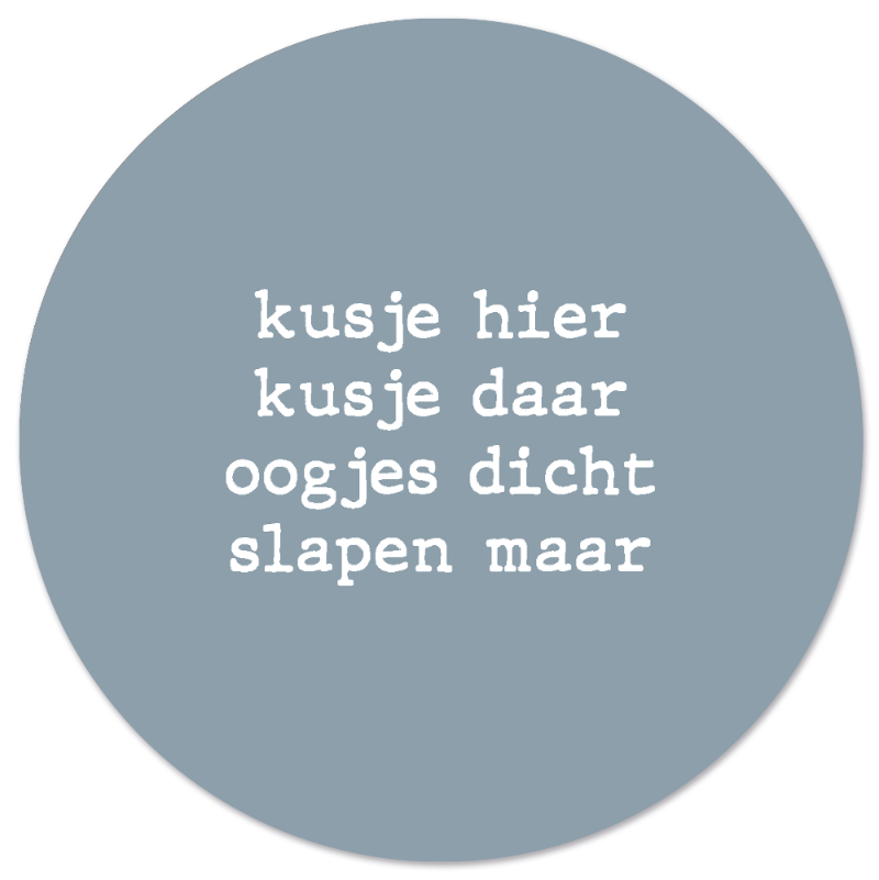 Label2X Muurcirkel kids 20 cm / Forex Muurcirkel kids kusje hier zachtblauw