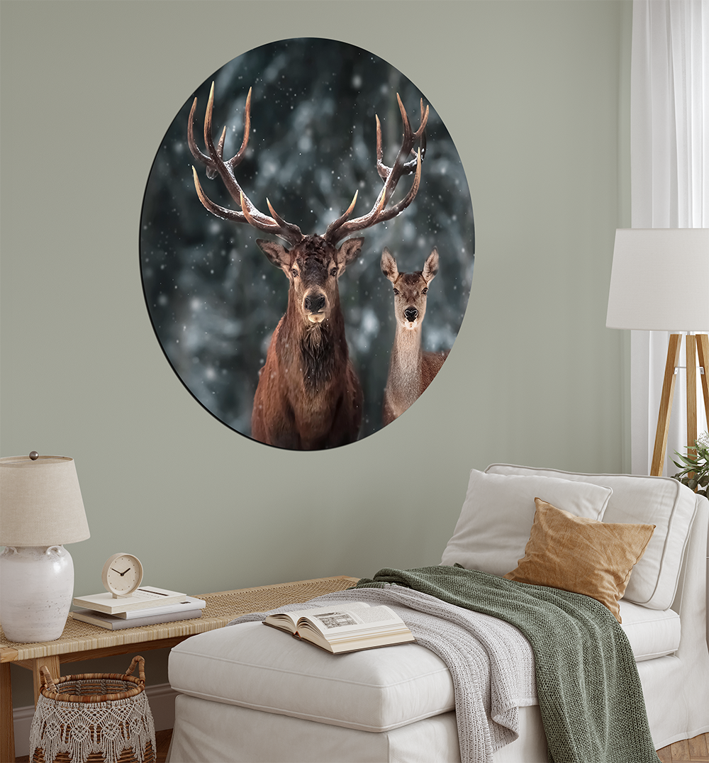 Label2X Muurcirkel Muurcirkel deer couple woonaccessoires homedecoratie