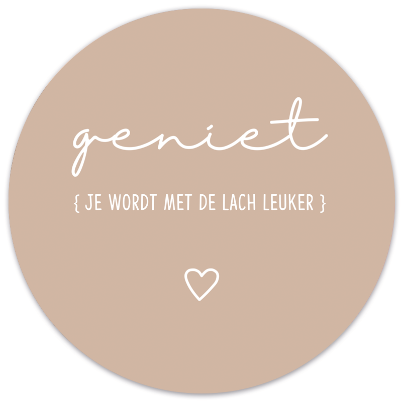 Label2X Muurcirkel Muurcirkel geniet lach beige