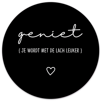 Label2X Muurcirkel Muurcirkel geniet lach zwart