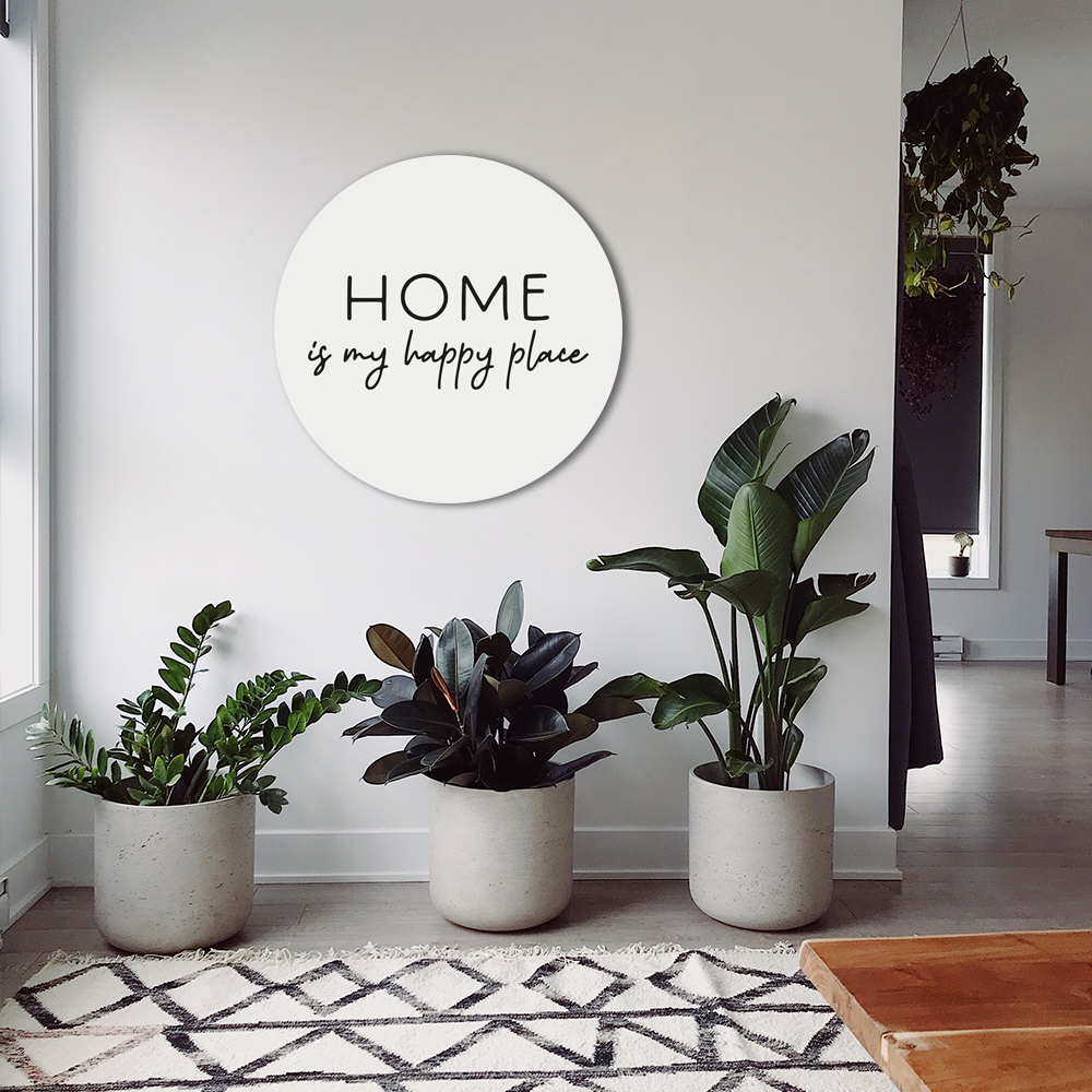 Label2X Muurcirkel Muurcirkel home is my happy place woonaccessoires homedecoratie