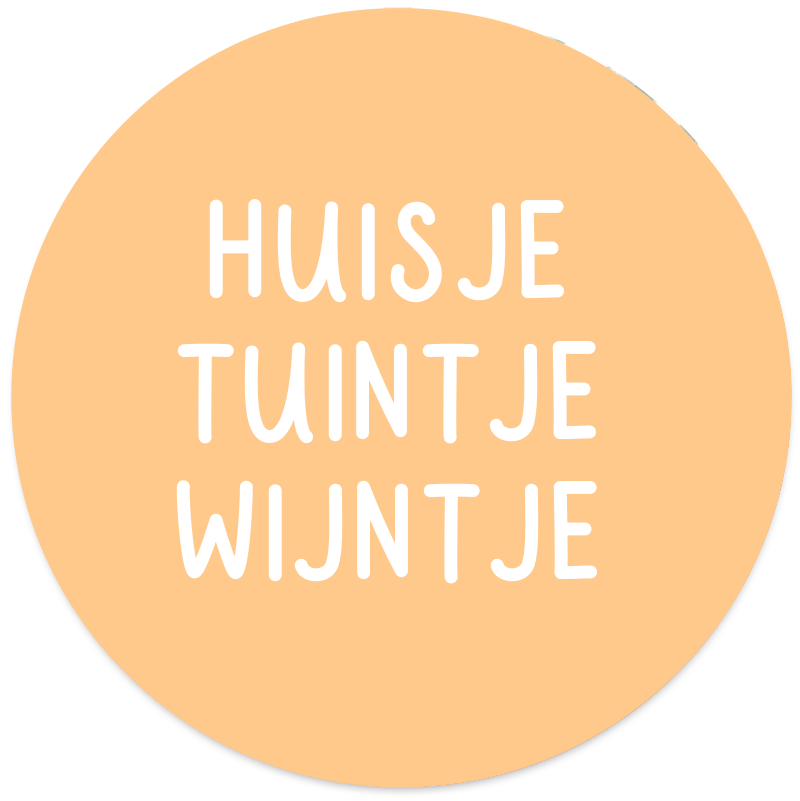 Label2X Muurcirkel Muurcirkel huisje tuintje wijntje geel