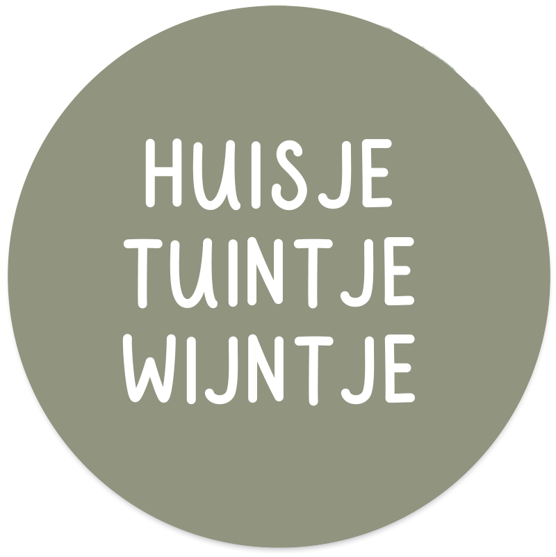 Label2X Muurcirkel Muurcirkel huisje tuintje wijntje groen