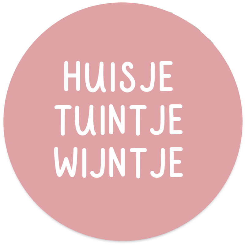 Label2X Muurcirkel Muurcirkel huisje tuintje wijntje roze