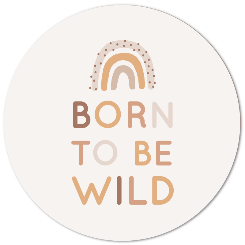 Label2X Muurcirkel kids Muurcirkel kids born to be wild woonaccessoires homedecoratie