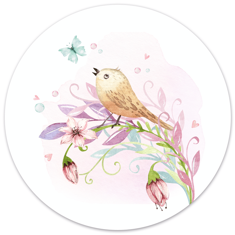 Label2X Muurcirkel kids Muurcirkel kids fairy bird woonaccessoires homedecoratie