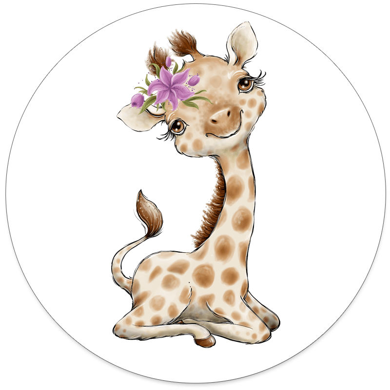 Label2X Muurcirkel kids Muurcirkel kids giraffe meisje