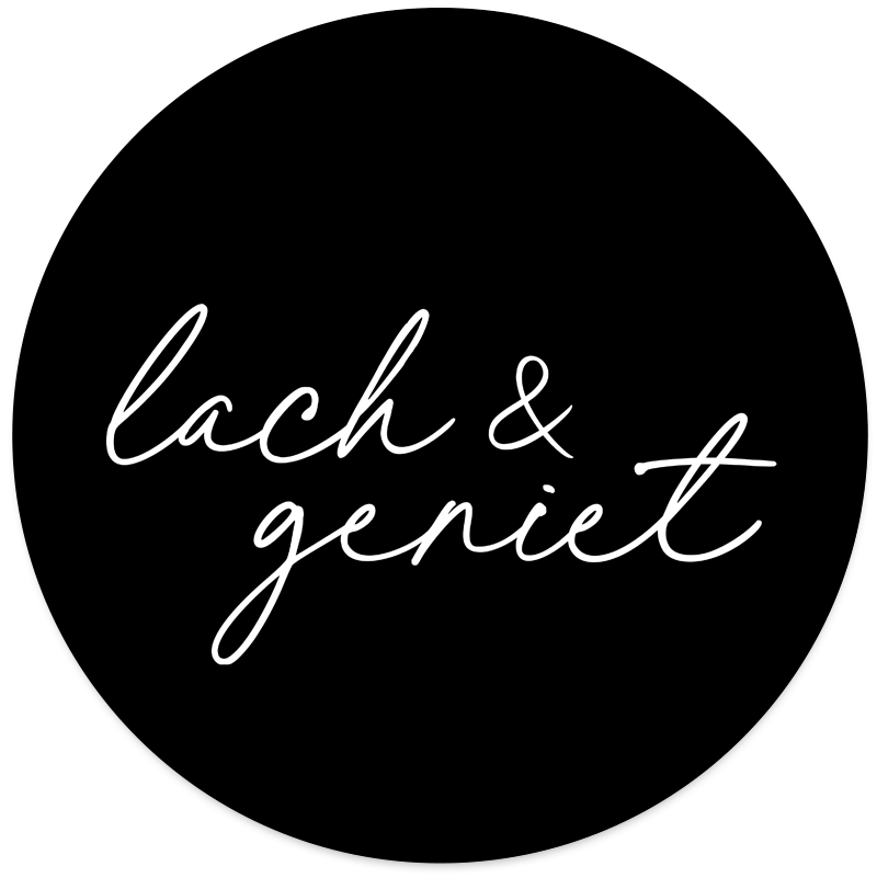 Label2X Muurcirkel Muurcirkel lach &amp; geniet zwart