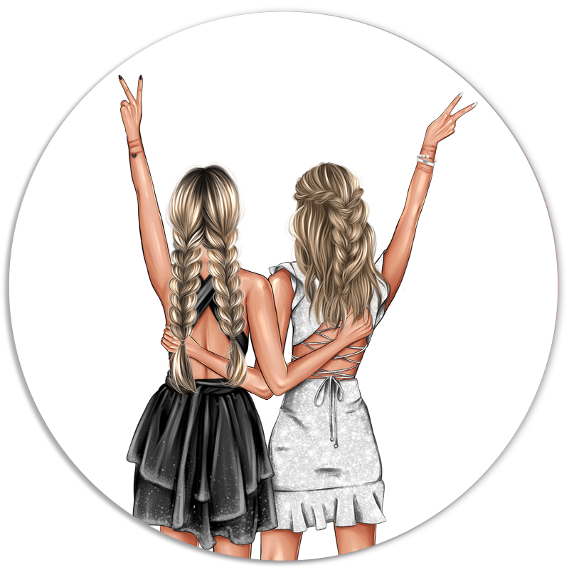 Label2X Muurcirkel Muurcirkel portret vriendinnen zomer Muurcirkel met eigen foto. Ook voor zakelijke logo&