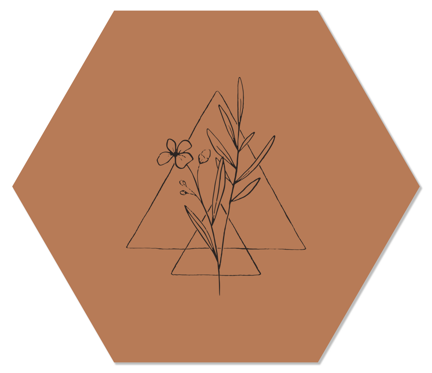 Label2X Muurhexagon Muurhexagon drawn wildflower