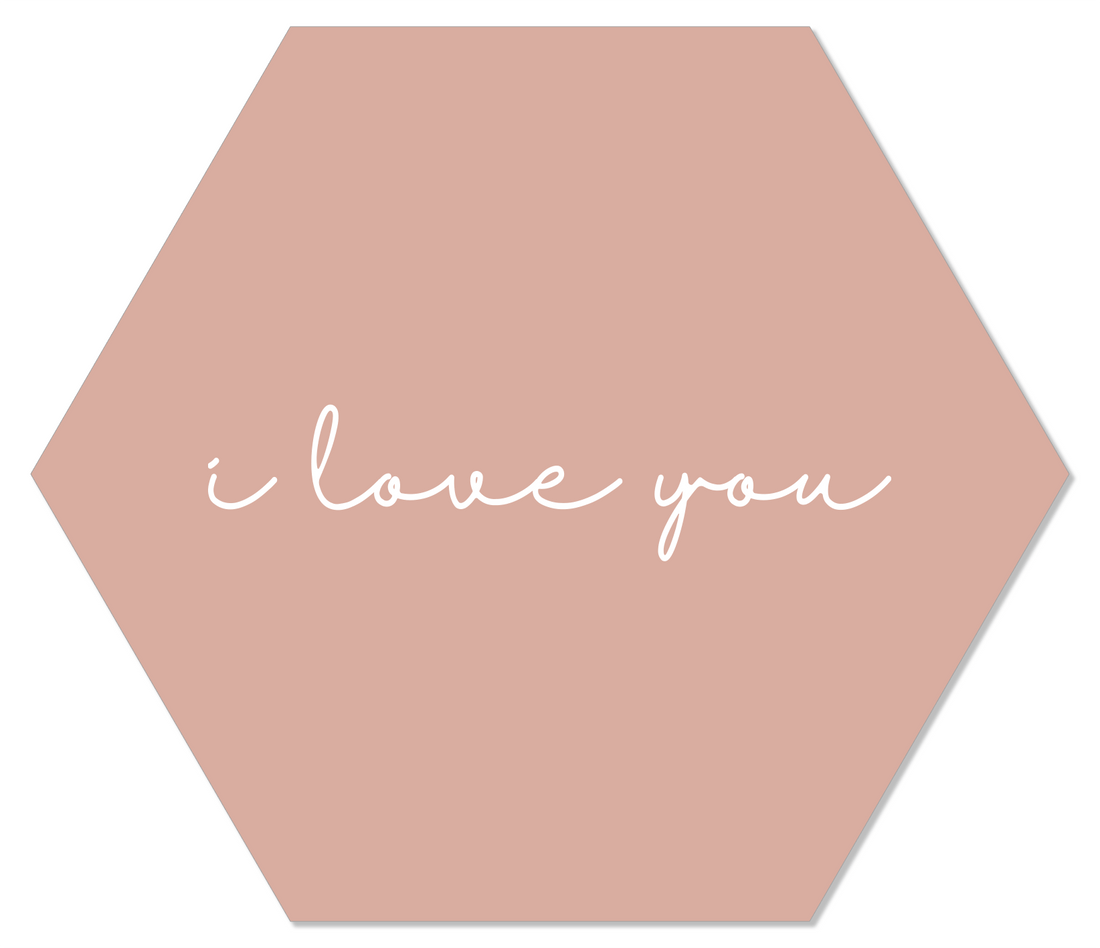 Label2X Muurhexagon Muurhexagon i love you zalm