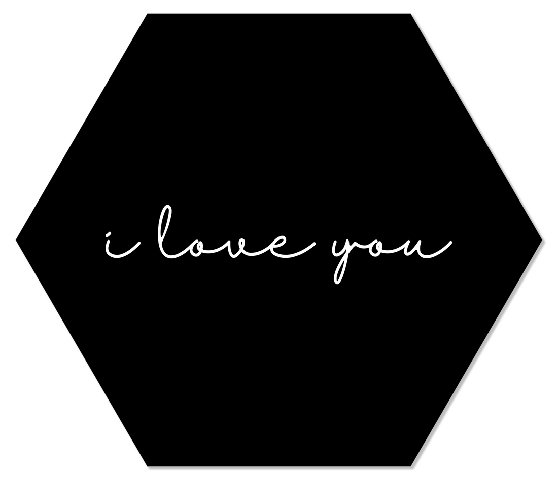 Label2X Muurhexagon Muurhexagon i love you zwart