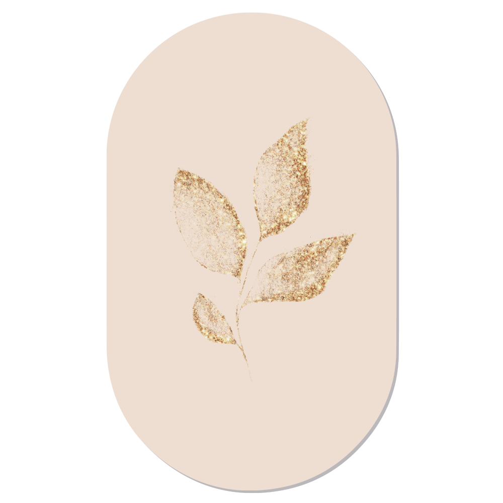 Label2X Muurovaal Muurovaal leaf gold beige