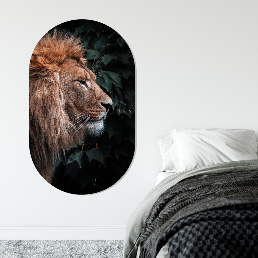 Label2X Muurovaal Muurovaal lion head woonaccessoires homedecoratie