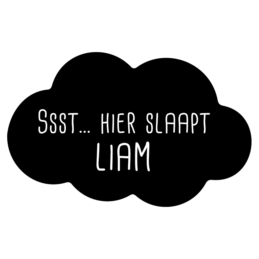 Label2X Wandfiguurtje Muurwolkje ssst hier slaapt zwart