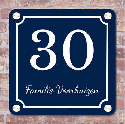 Label2X Naambordje vierkant Naambordje voordeur emaille look vierkant afgeronde hoeken woonaccessoires homedecoratie