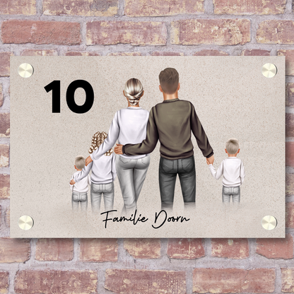 Label2X Naambordje familie Naambordje voordeur familieportret vanaf 5 personen woonaccessoires homedecoratie