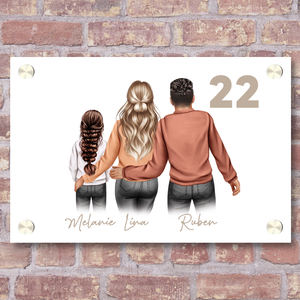 Label2X Naambordje vierkant Naambordje voordeur familieportret woonaccessoires homedecoratie