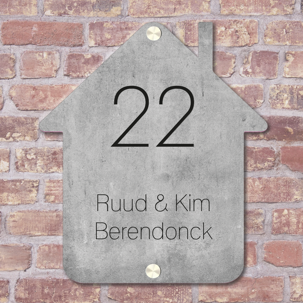 Label2X Naambordje vierkant Naambordje voordeur huisje beton woonaccessoires homedecoratie