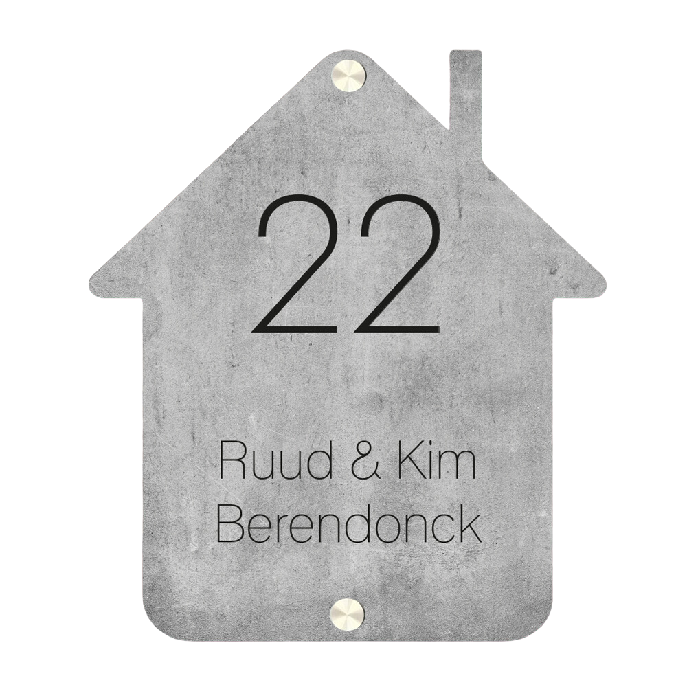 Label2X Naambordje huisje Naambordje voordeur huisje betonlook woonaccessoires homedecoratie