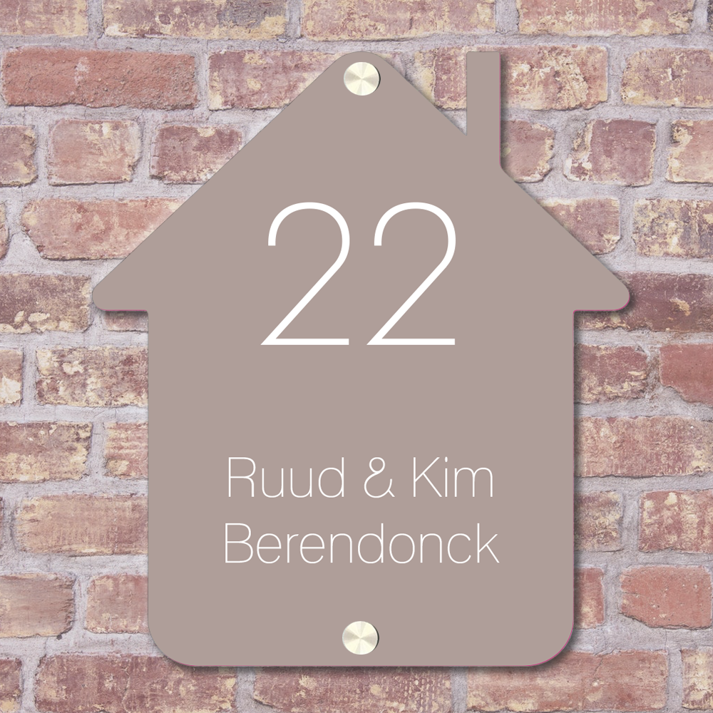 Label2X Naambordje huisje Naambordje voordeur huisje soft brown woonaccessoires homedecoratie