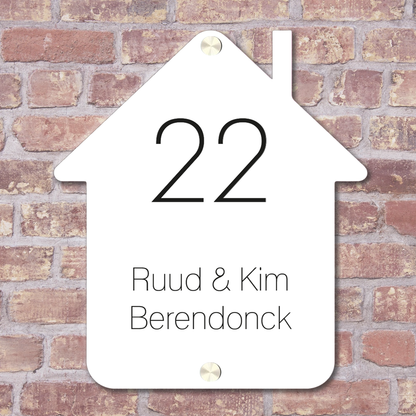 Label2X Naambordje huisje Naambordje voordeur huisje wit woonaccessoires homedecoratie