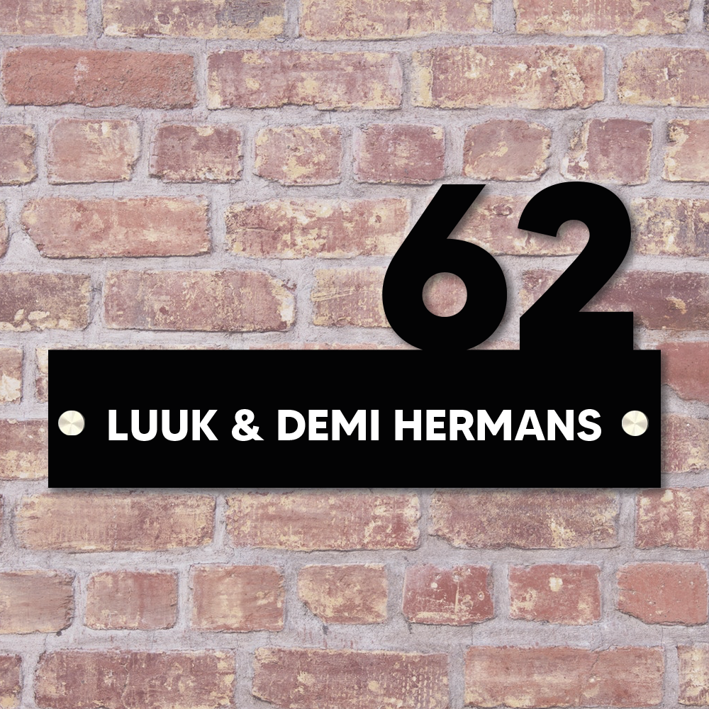 Label2X Naambordje rechthoek Naambordje voordeur &amp; huisnummer merged woonaccessoires homedecoratie