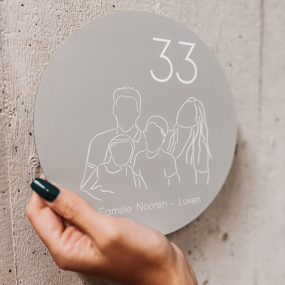 Label2X Naambordje rond Naambordje voordeur lijntekening rond woonaccessoires homedecoratie