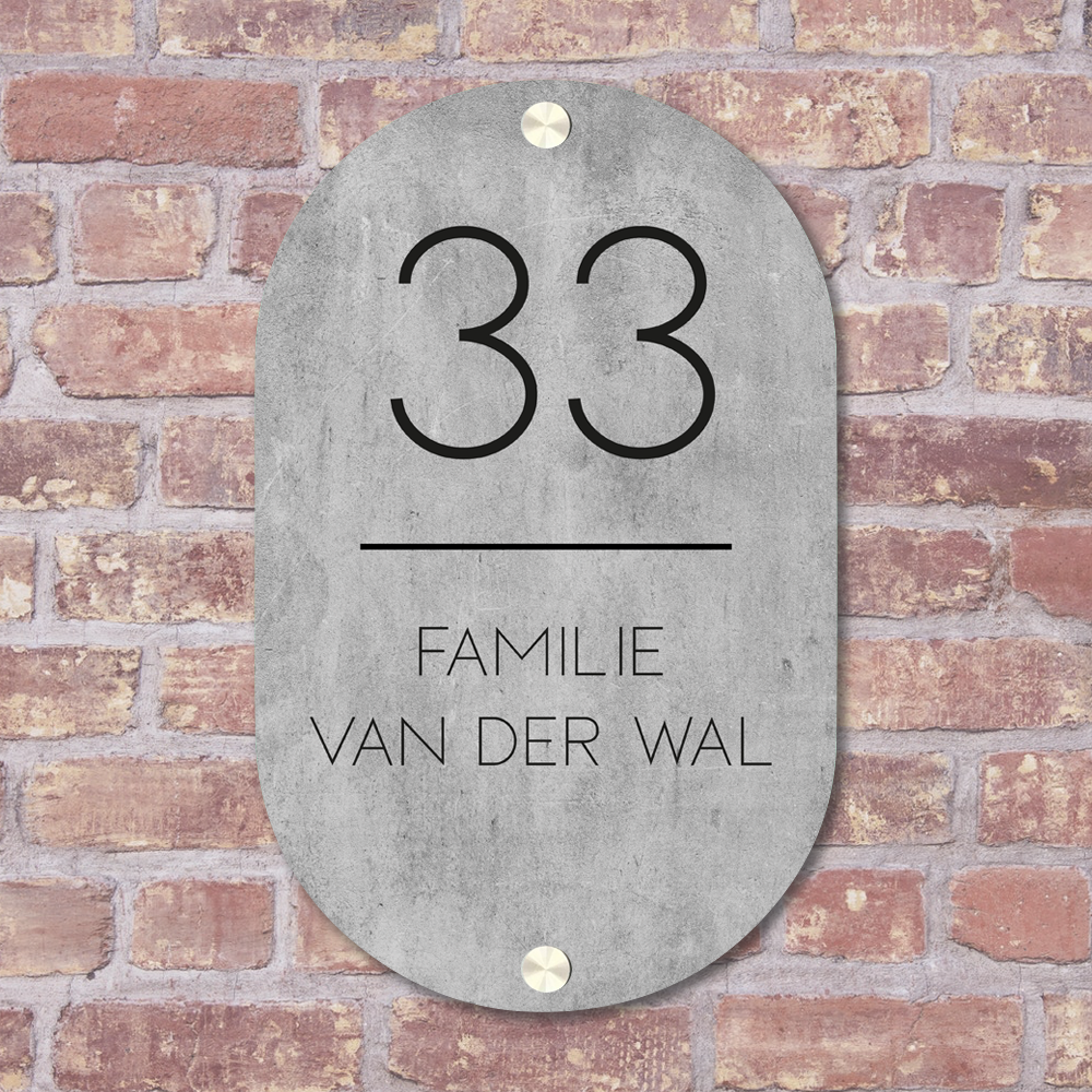 Label2X Naambordje ovaal Naambordje voordeur ovaal betonlook strak woonaccessoires homedecoratie