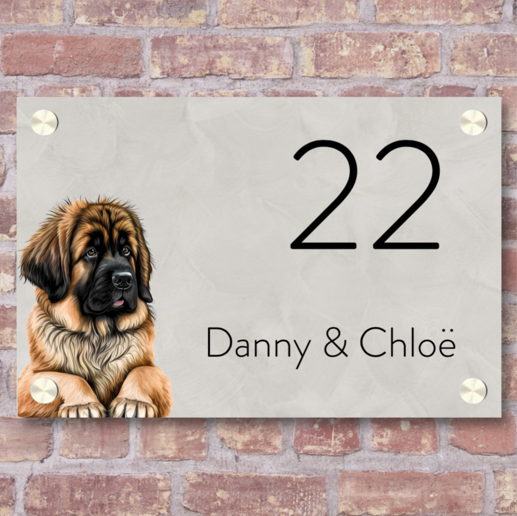 Label2X Naambordje rechthoek Naambordje voordeur rechthoek fullcolour met hond woonaccessoires homedecoratie