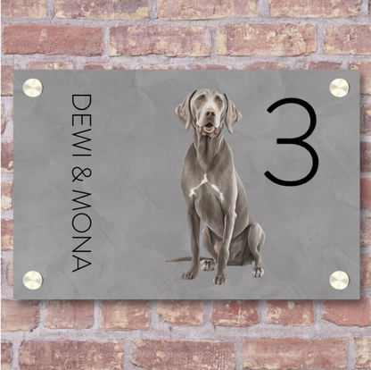 Label2X Naambordje rechthoek Naambordje voordeur rechthoek fullcolour met hond woonaccessoires homedecoratie